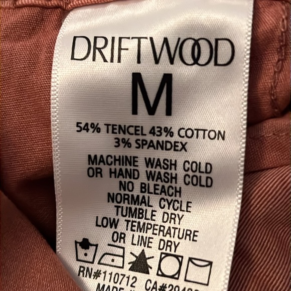 NWT Driftwood Mauve Embroidered Stitch Cuffed Leg Khaki Pants SZ M Drawstring - Picture 8 of 8